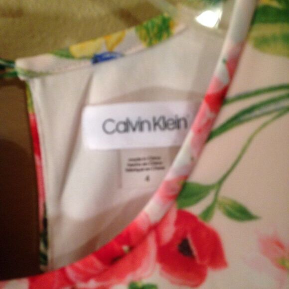 Calvin Klein Floral Trapeze Dress Size 4 - Picture 2 of 9